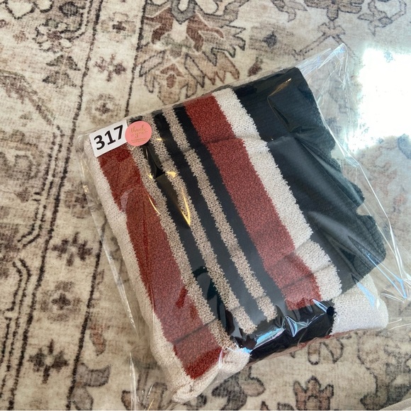 Soft Striped Crewneck Sweater - Black, White, and Rust - Picture 10 of 10